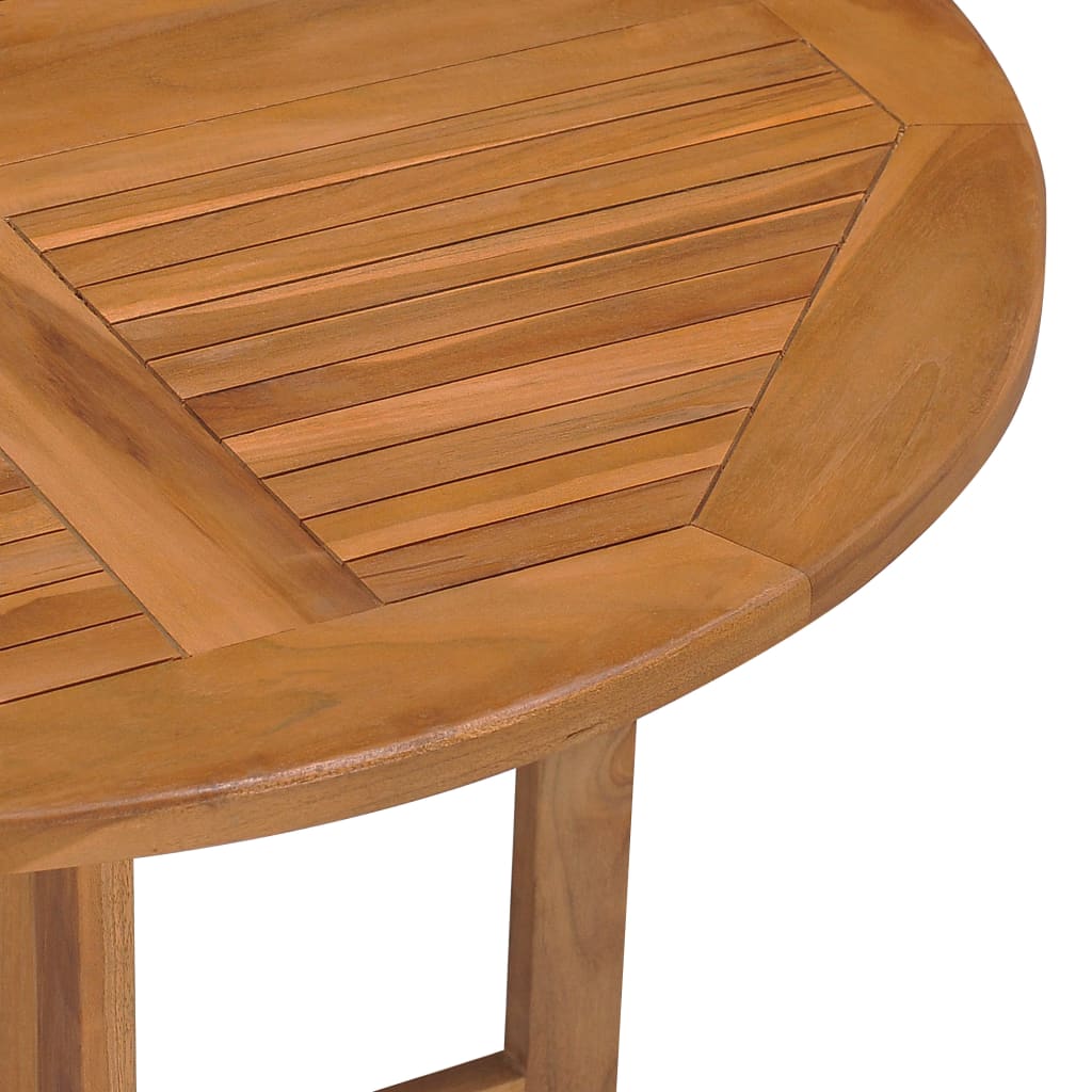 Skládací Zahradní Jídelní Stůl Ø 90 X 75 Cm Masivní Teak