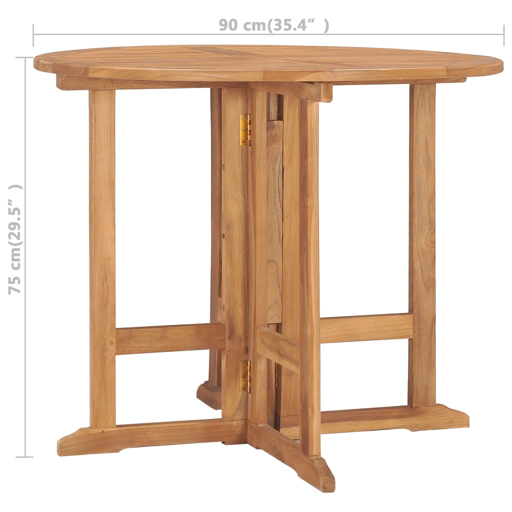 Skládací Zahradní Jídelní Stůl Ø 90 X 75 Cm Masivní Teak