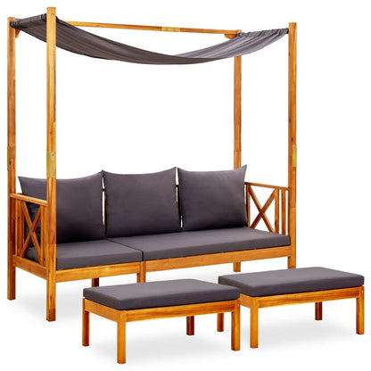 Zahradní Lavice A Podnožkami Masivní Akáciové Dřevo