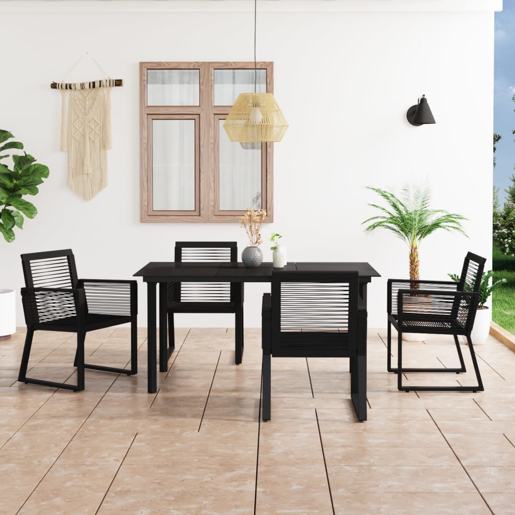 5Dílný Zahradní Jídelní Set Pvc Ratan Černý