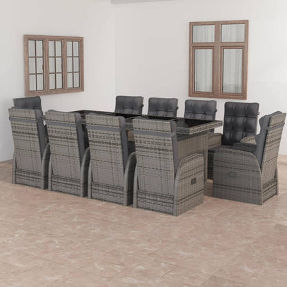 9Dílný Zahradní Jídelní Set S Poduškami Polyratan Šedý