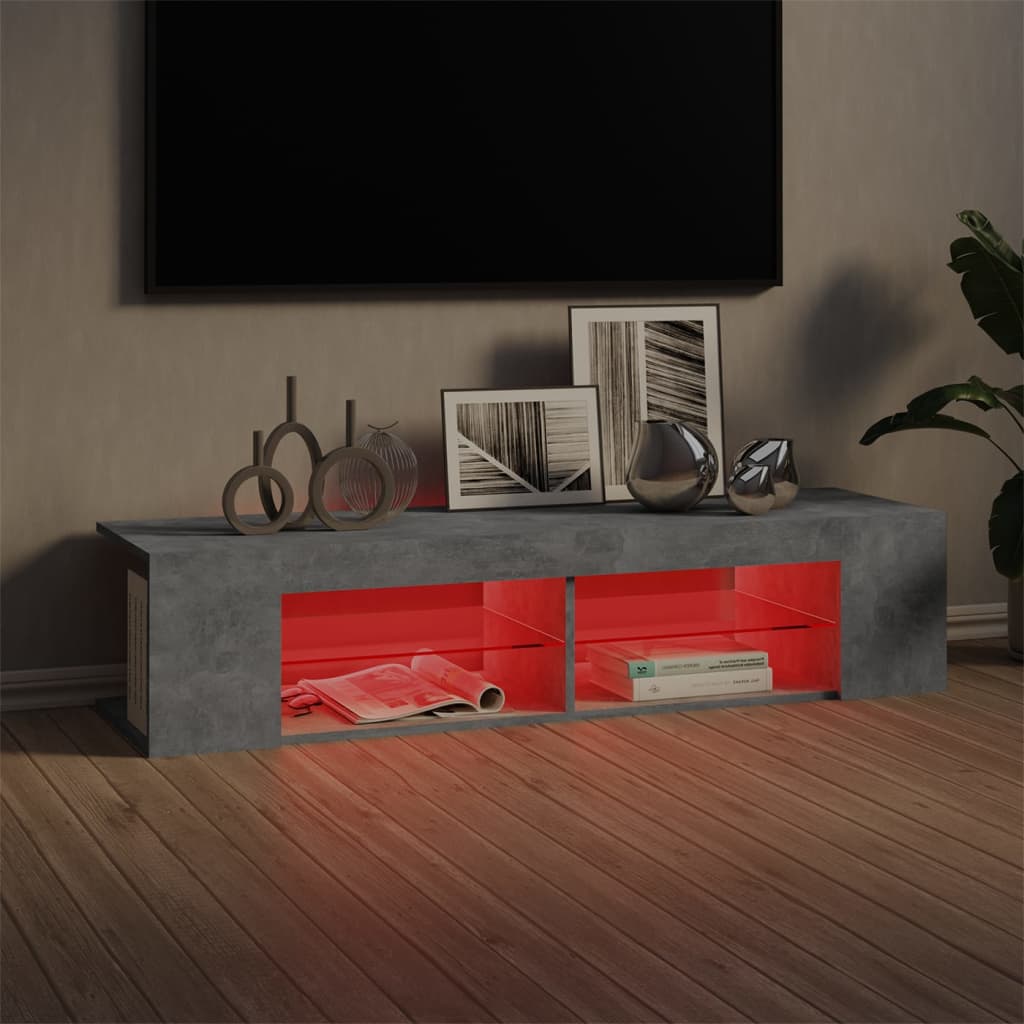Tv Skříňka S Led Osvětlením Betonově Šedá 135 X 39 X 30 Cm