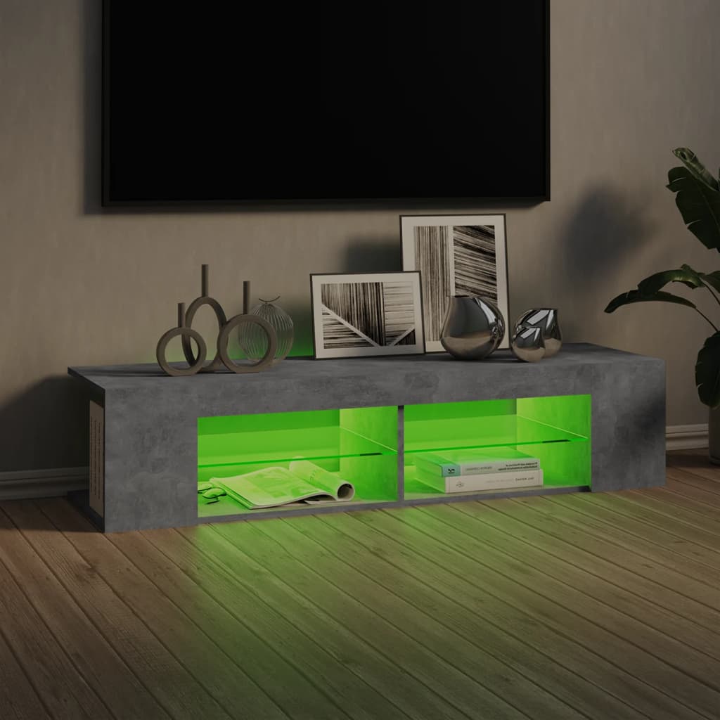 Tv Skříňka S Led Osvětlením Betonově Šedá 135 X 39 X 30 Cm