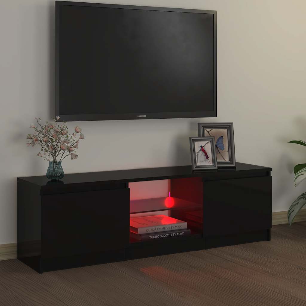 Tv Skříňka S Led Osvětlením Černá