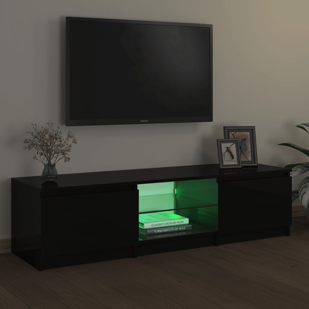 Tv Skříňka S Led Osvětlením Černá 140 X 40 X 35,5 Cm