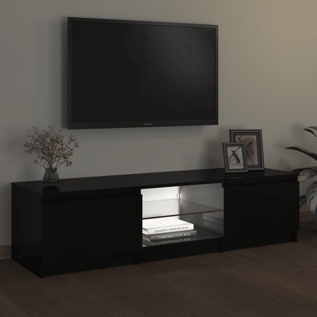 Tv Skříňka S Led Osvětlením Černá 140 X 40 X 35,5 Cm