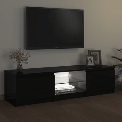 Tv Skříňka S Led Osvětlením Černá 140 X 40 X 35,5 Cm