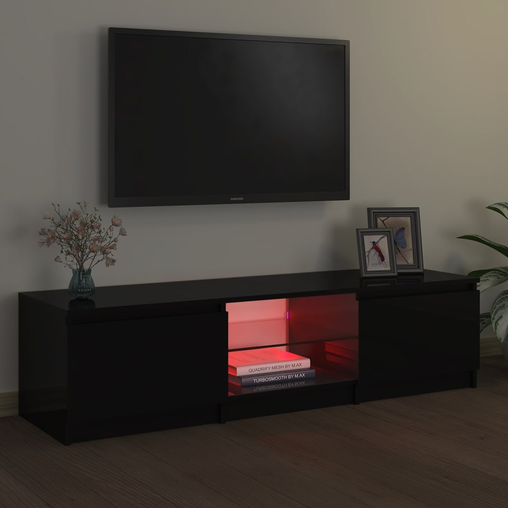 Tv Skříňka S Led Osvětlením Černá 140 X 40 X 35,5 Cm