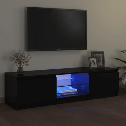 Tv Skříňka S Led Osvětlením Černá 140 X 40 X 35,5 Cm