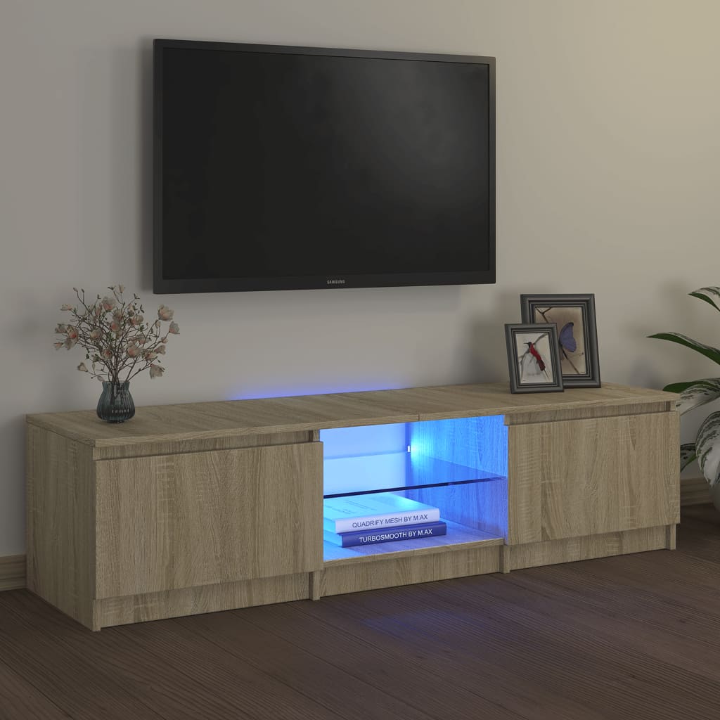 Tv Skříňka S Led Osvětlením Černá 140 X 40 X 35,5 Cm