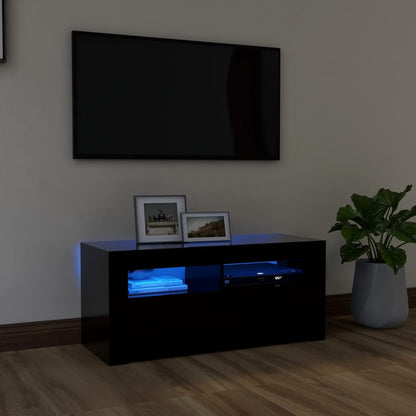 Tv Skříňka S Led Osvětlením Betonově Šedá 90 X 35 X 40 Cm