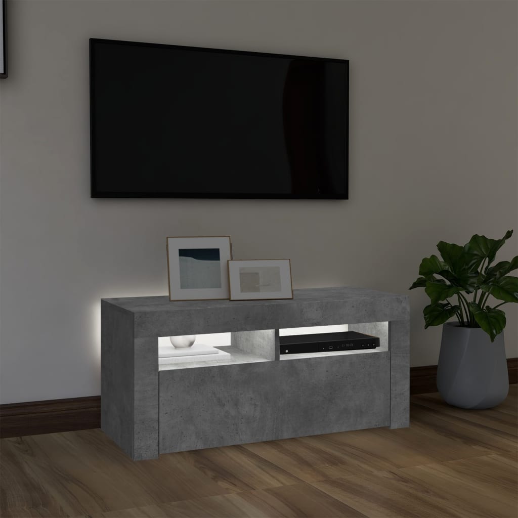 Tv Skříňka S Led Osvětlením Betonově Šedá 90 X 35 X 40 Cm
