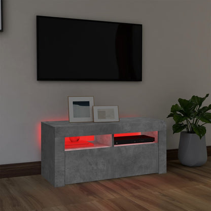 Tv Skříňka S Led Osvětlením Betonově Šedá 90 X 35 X 40 Cm