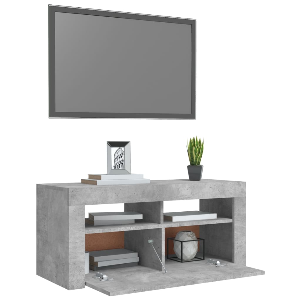Tv Skříňka S Led Osvětlením Betonově Šedá 90 X 35 X 40 Cm