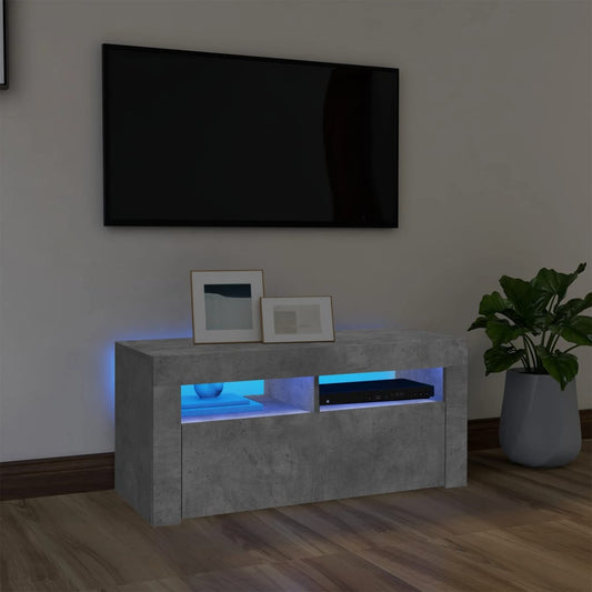Tv Skříňka S Led Osvětlením Betonově Šedá 90 X 35 X 40 Cm