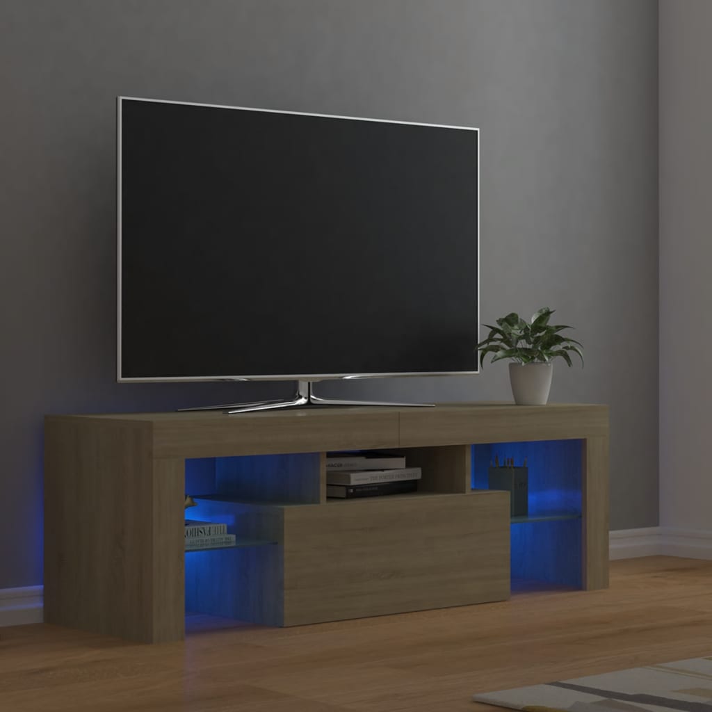 Tv Skříňka S Led Osvětlením Šedá Sonoma 120 X 35 X 40 Cm
