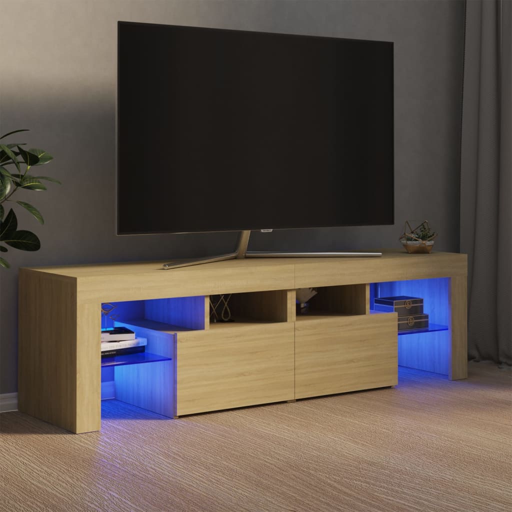 Tv Skříňka S Led Osvětlením Betonově Šedá 140 X 36,5 X 40 Cm