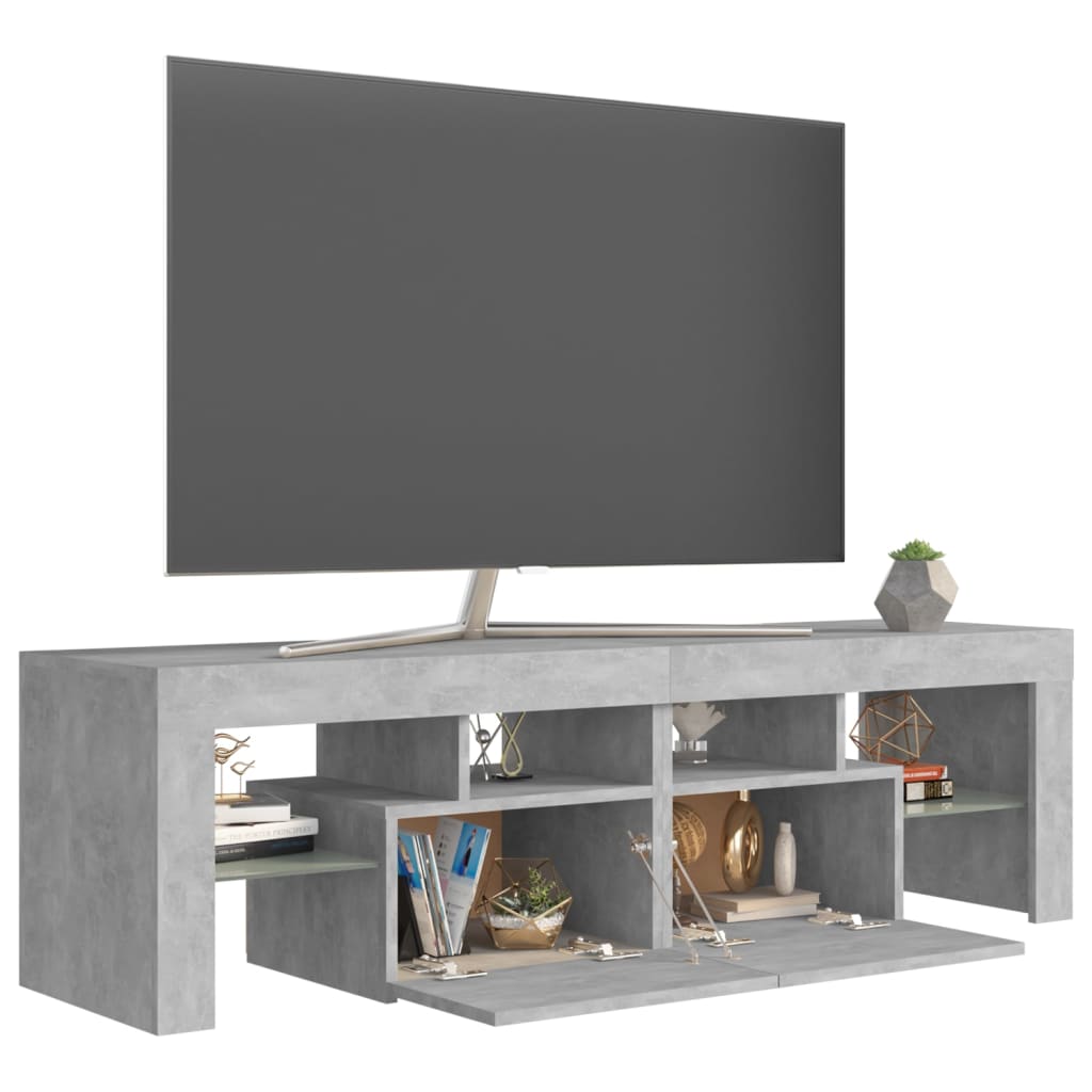 Tv Skříňka S Led Osvětlením Betonově Šedá 140 X 36,5 X 40 Cm