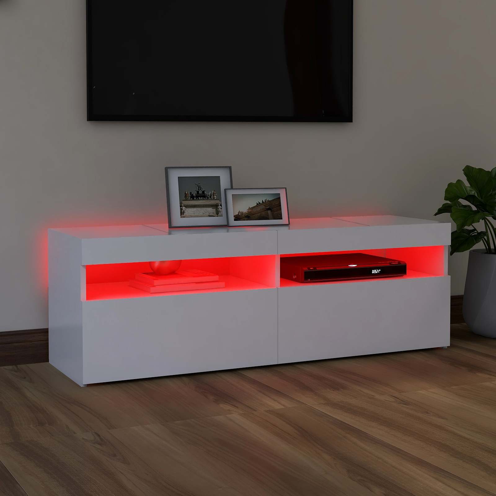 Tv Skříňka S Led Osvětlením Bílá 120 X 35 X 40 Cm