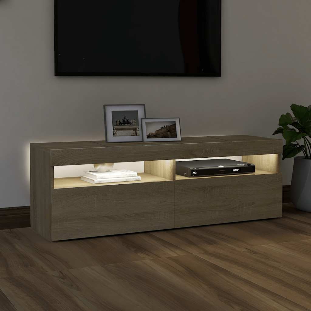 Tv Skříňka S Led Osvětlením Dub Sonoma 120 X 35 X 40 Cm