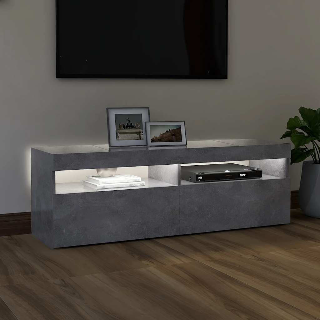 Tv Skříňka S Led Osvětlením Betonově Šedá 120 X 35 X 40 Cm