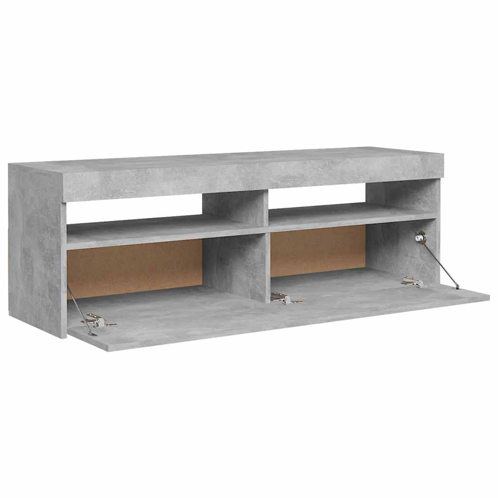 Tv Skříňka S Led Osvětlením Betonově Šedá 120 X 35 X 40 Cm