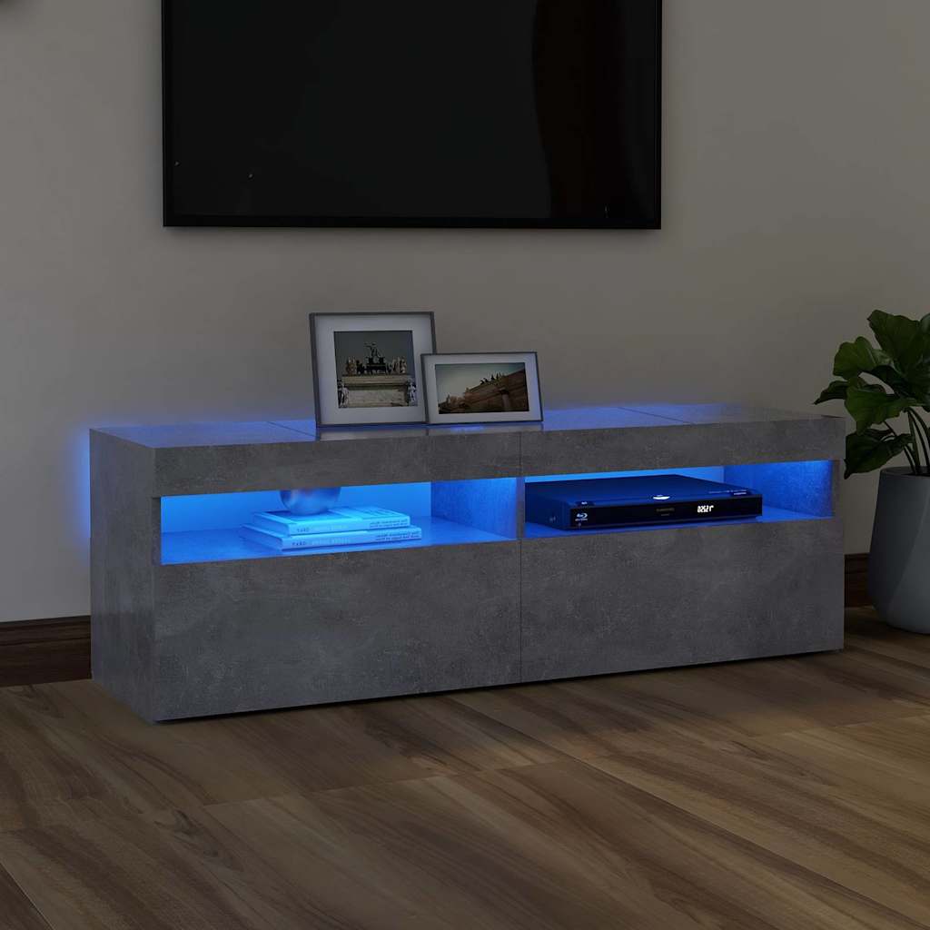 Tv Skříňka S Led Osvětlením Betonově Šedá 120 X 35 X 40 Cm
