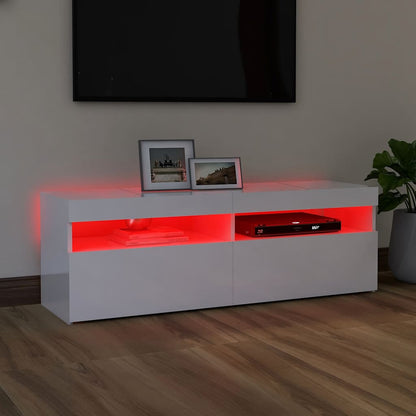 Tv Skříňka S Led Osvětlením Bílá S Vysokým Leskem 120X35X40 Cm