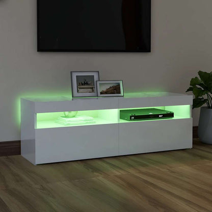 Tv Skříňka S Led Osvětlením Bílá S Vysokým Leskem 120X35X40 Cm