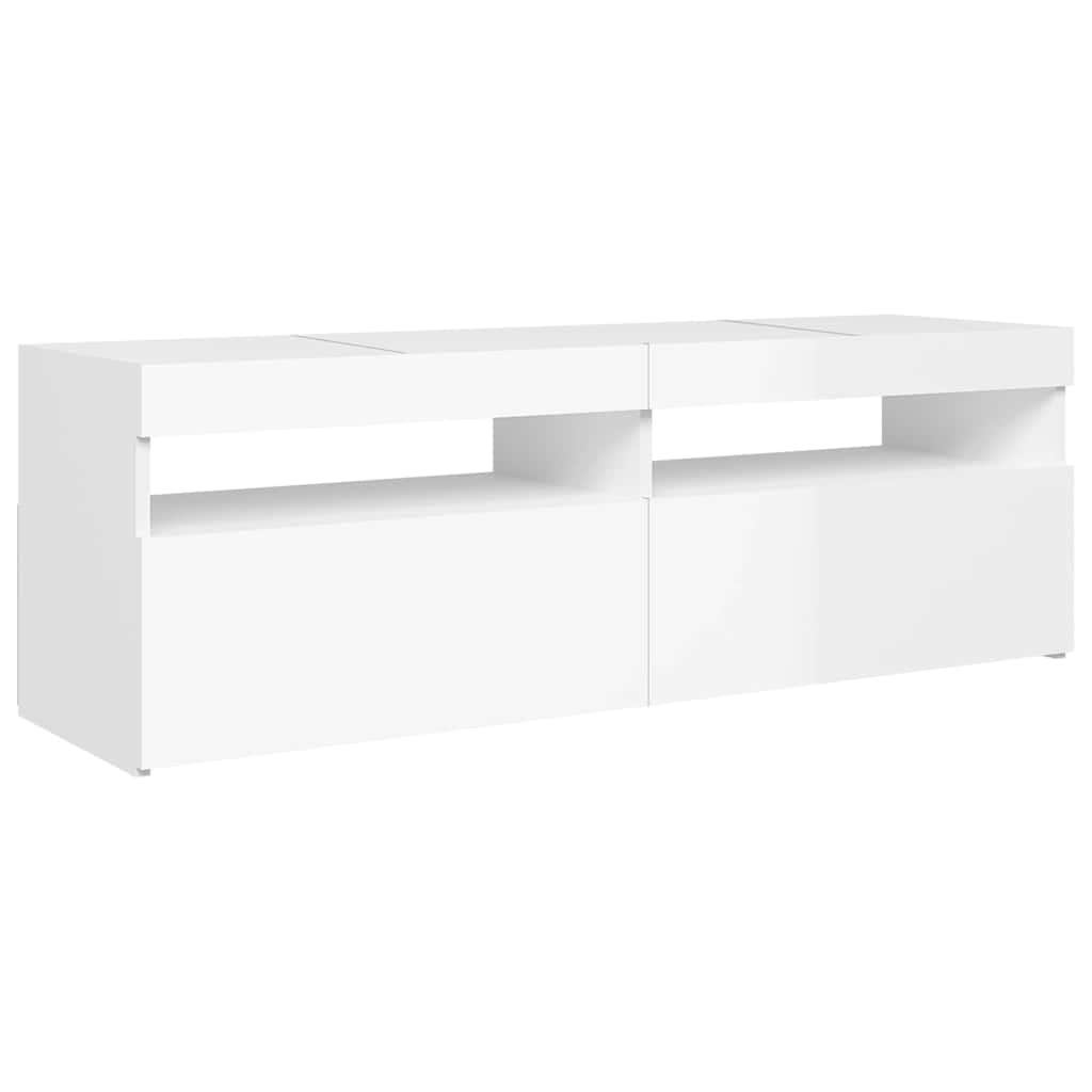 Tv Skříňka S Led Osvětlením Bílá S Vysokým Leskem 120X35X40 Cm