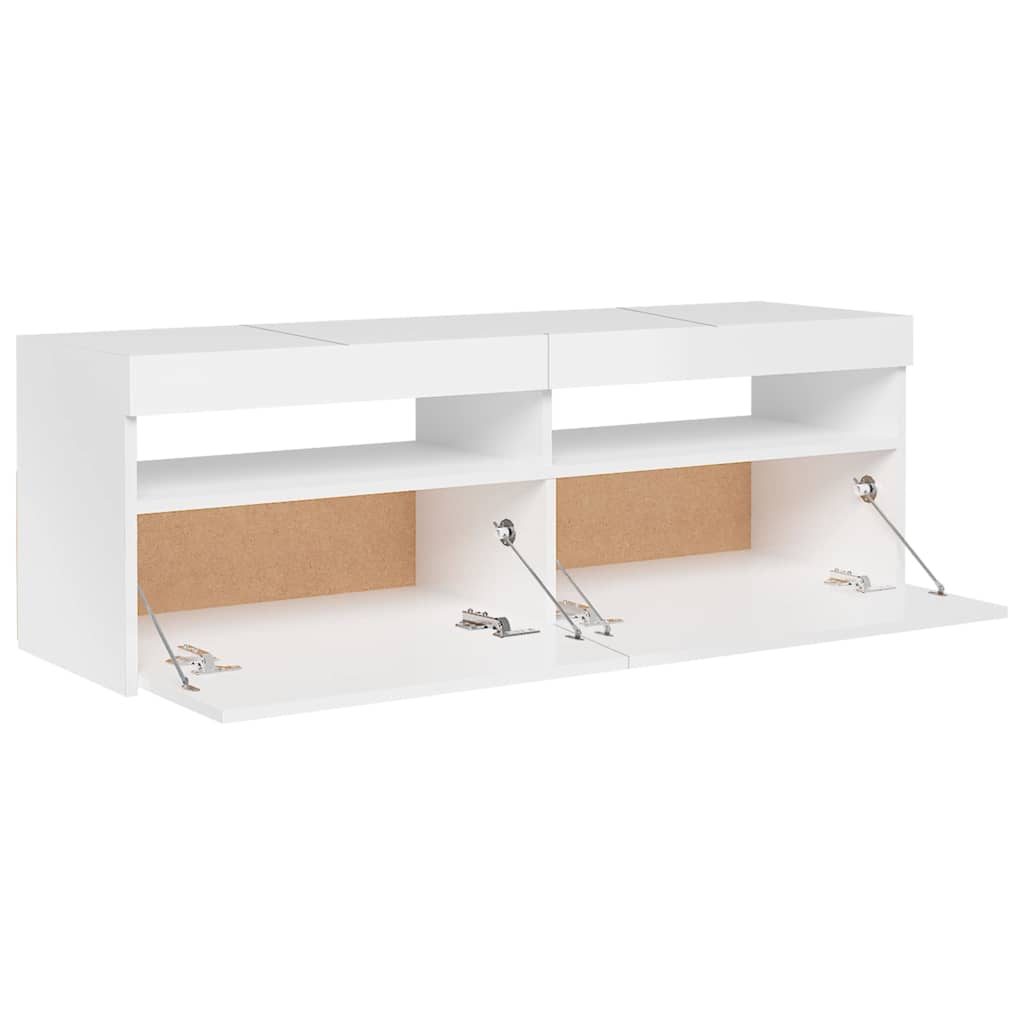 Tv Skříňka S Led Osvětlením Bílá S Vysokým Leskem 120X35X40 Cm