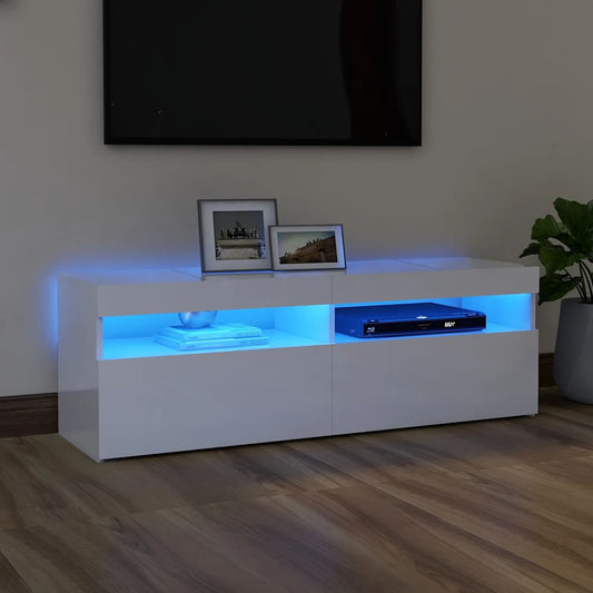 Tv Skříňka S Led Osvětlením Bílá S Vysokým Leskem 120X35X40 Cm