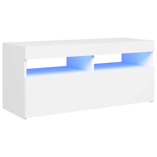 Tv Skříňka S Led Osvětlením Bílá 90 X 35 X 40 Cm