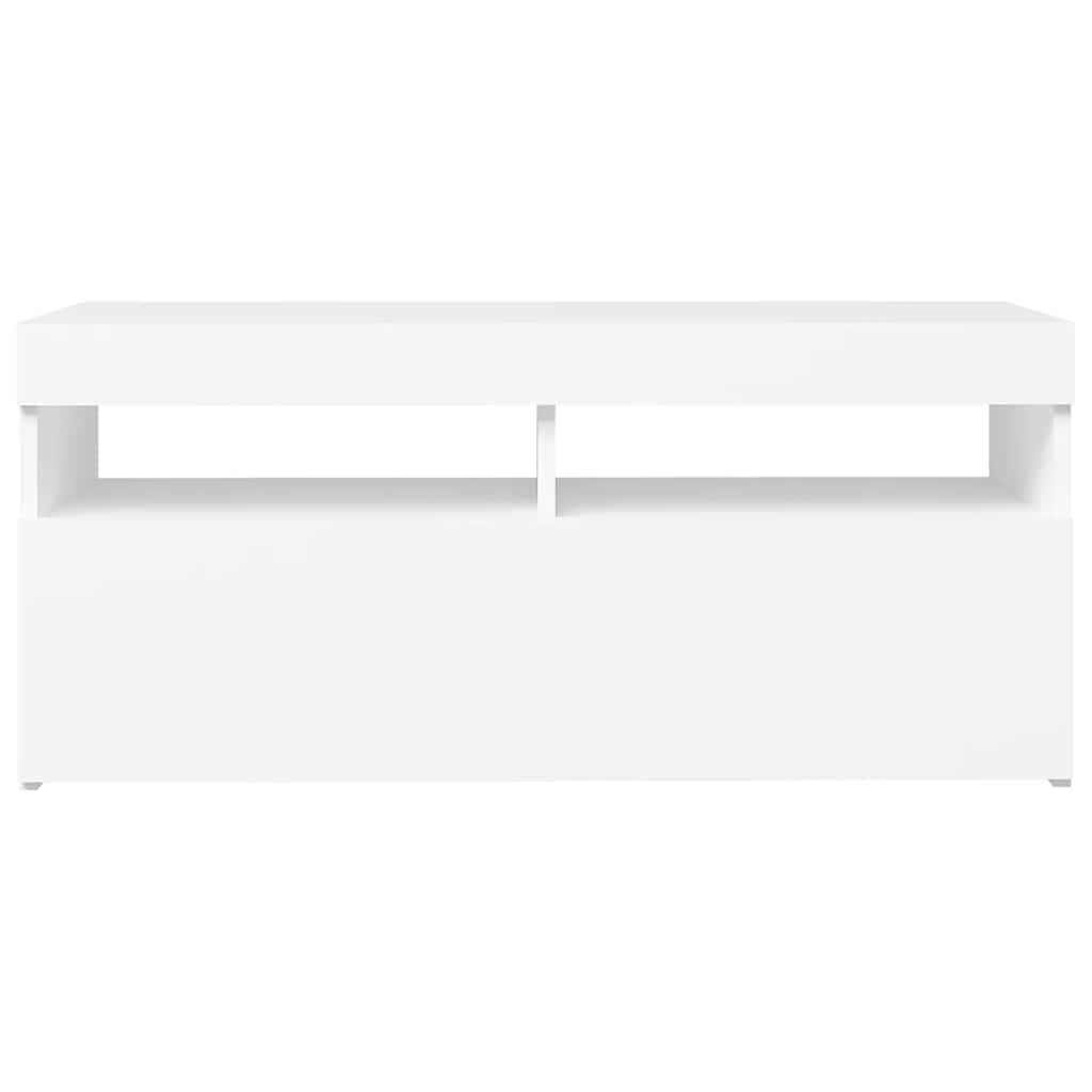 Tv Skříňka S Led Osvětlením Bílá 90 X 35 X 40 Cm