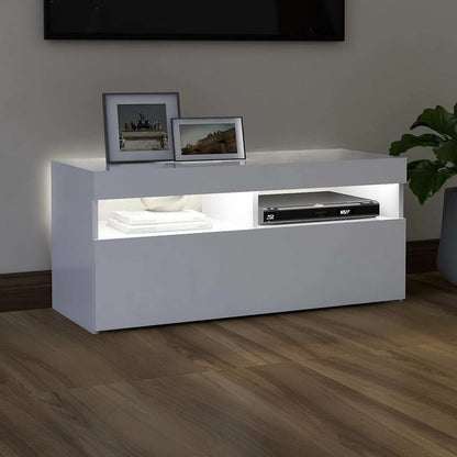 Tv Skříňka S Led Osvětlením Bílá 90 X 35 X 40 Cm