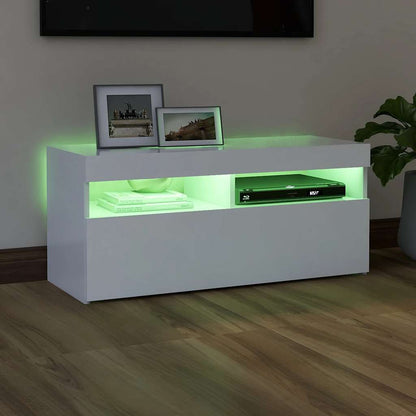 Tv Skříňka S Led Osvětlením Bílá 90 X 35 X 40 Cm