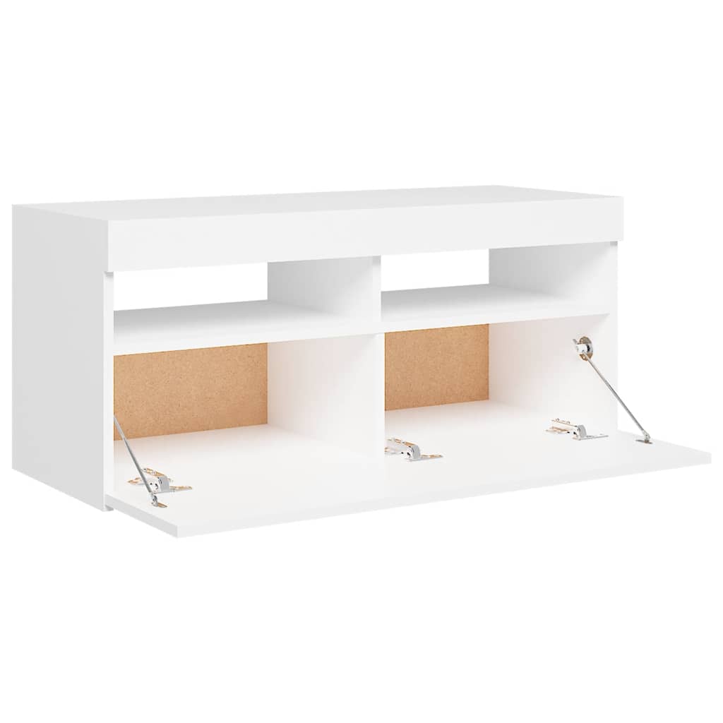 Tv Skříňka S Led Osvětlením Bílá 90 X 35 X 40 Cm