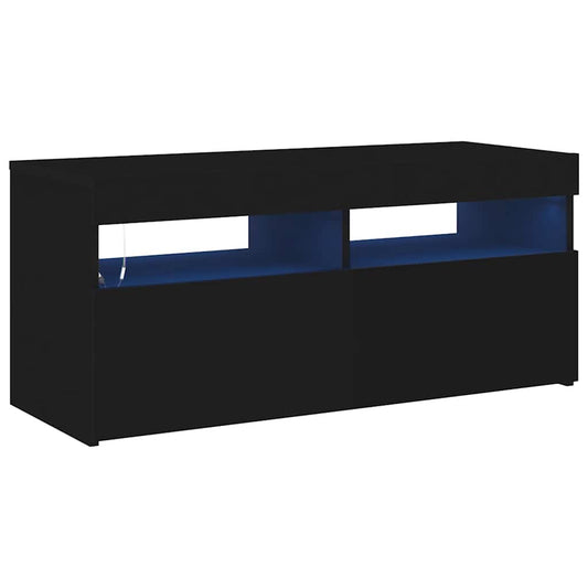 Tv Skříňka S Led Osvětlením Černá 90 X 35 X 40 Cm