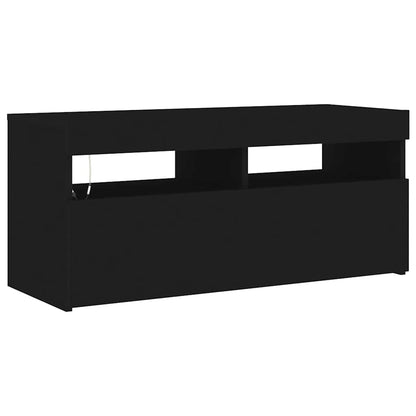 Tv Skříňka S Led Osvětlením Černá 90 X 35 X 40 Cm