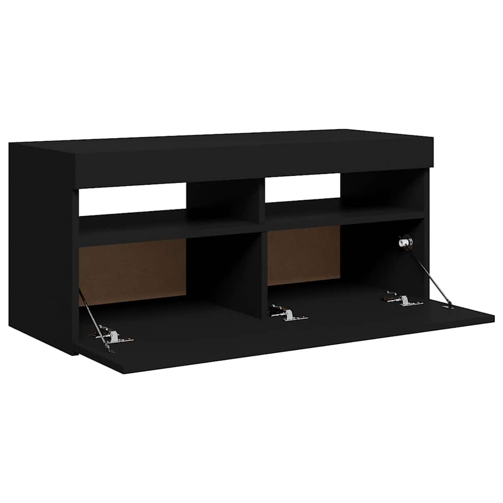 Tv Skříňka S Led Osvětlením Černá 90 X 35 X 40 Cm