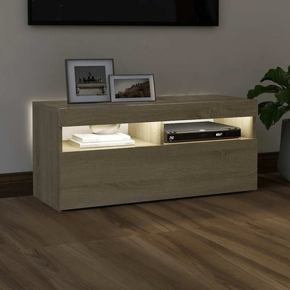 Tv Skříňka S Led Osvětlením Dub Sonoma 90 X 35 X 40 Cm