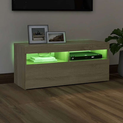 Tv Skříňka S Led Osvětlením Dub Sonoma 90 X 35 X 40 Cm