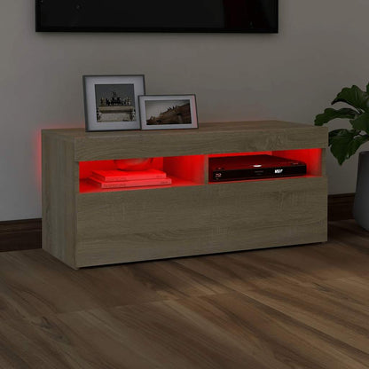 Tv Skříňka S Led Osvětlením Dub Sonoma 90 X 35 X 40 Cm