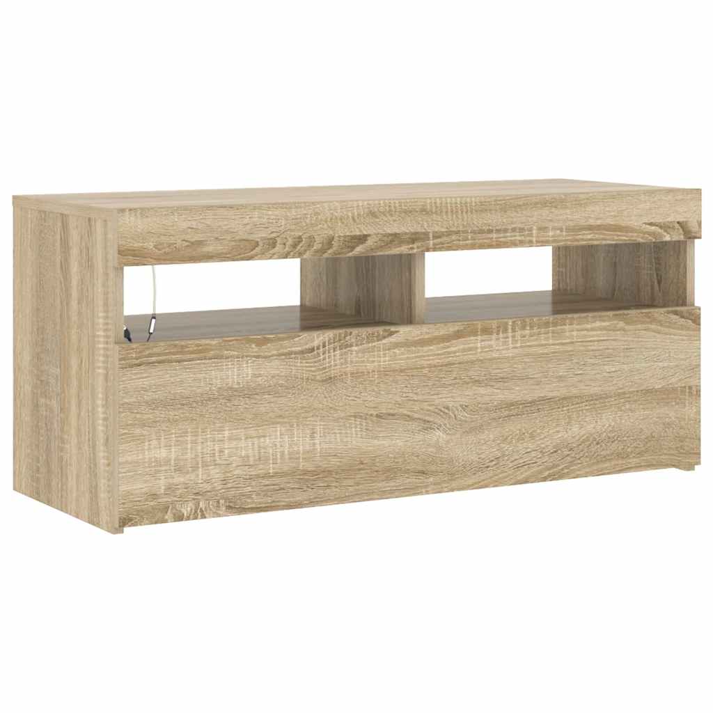 Tv Skříňka S Led Osvětlením Dub Sonoma 90 X 35 X 40 Cm
