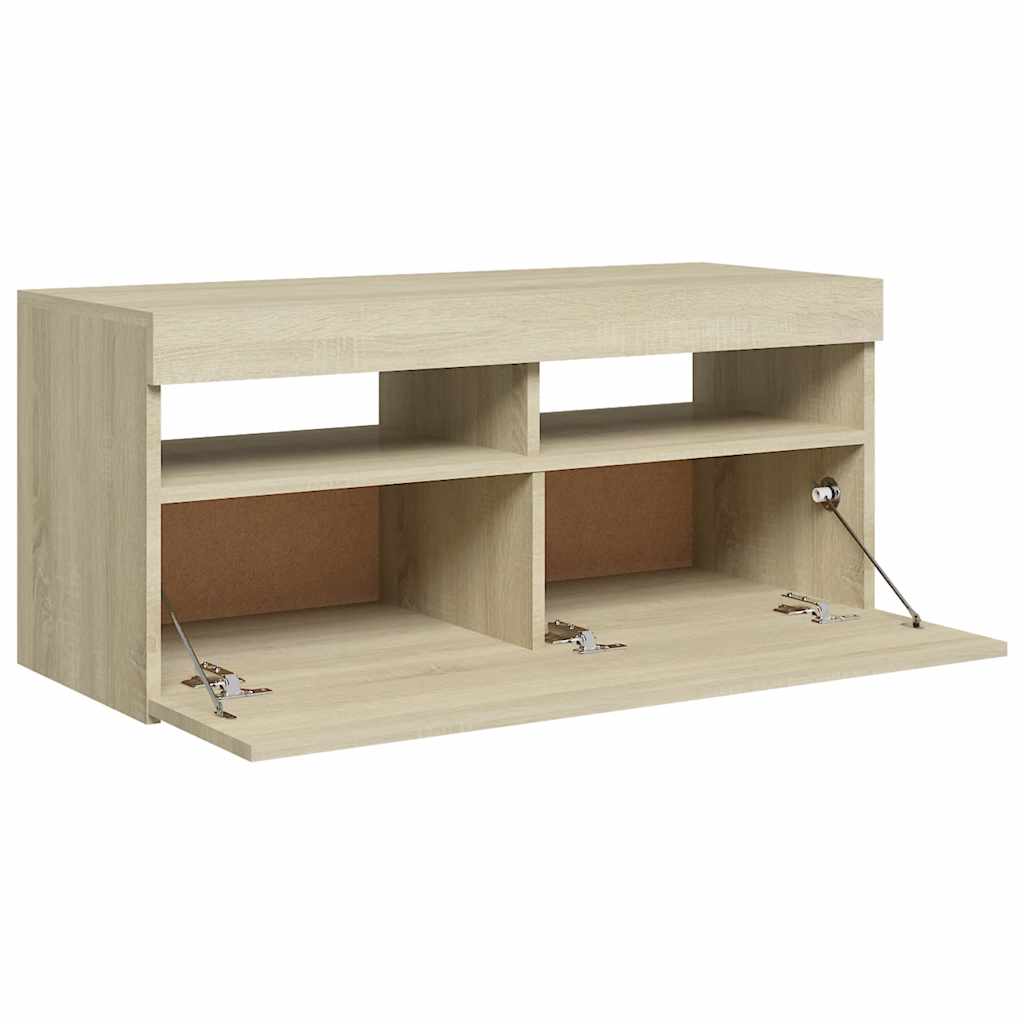Tv Skříňka S Led Osvětlením Dub Sonoma 90 X 35 X 40 Cm