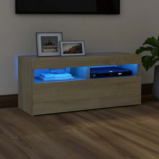 Tv Skříňka S Led Osvětlením Dub Sonoma 90 X 35 X 40 Cm