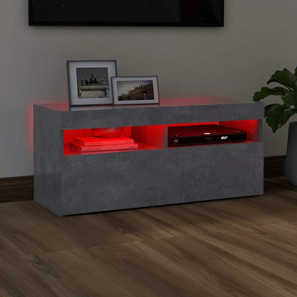 Tv Skříňka S Led Osvětlením Betonově Šedá 90 X 35 X 40 Cm