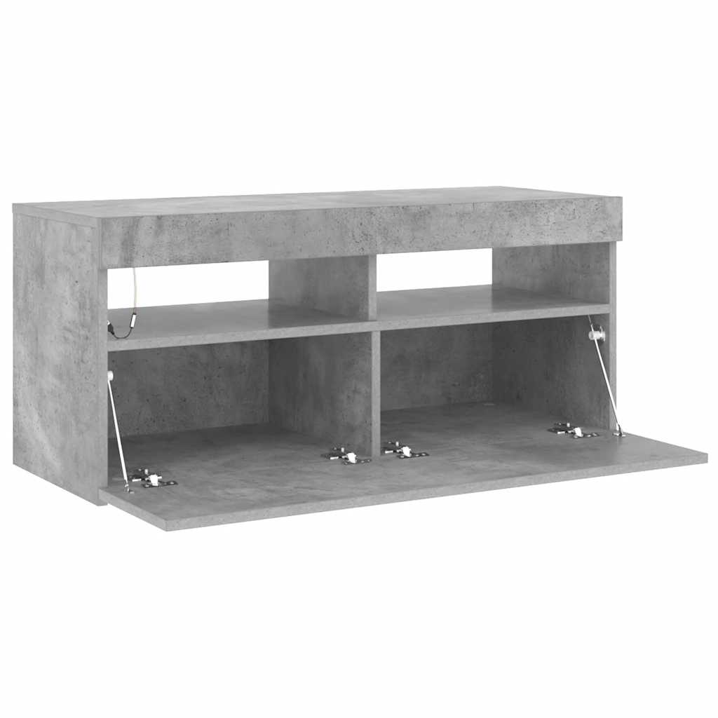 Tv Skříňka S Led Osvětlením Betonově Šedá 90 X 35 X 40 Cm