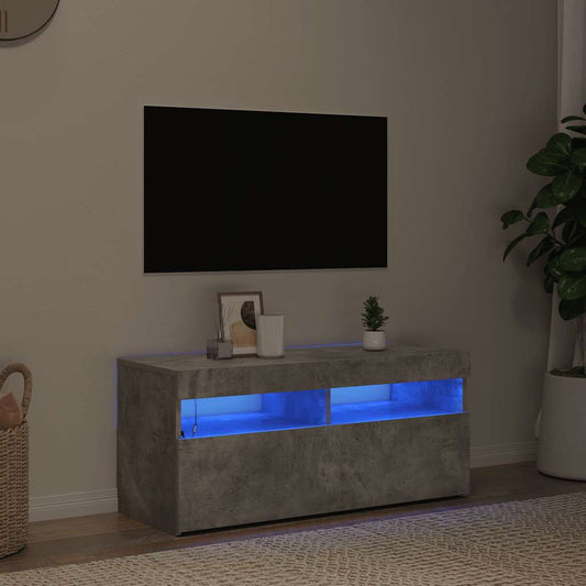 Tv Skříňka S Led Osvětlením Betonově Šedá 90 X 35 X 40 Cm