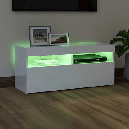 Tv Skříňka S Led Osvětlením Bílá S Vysokým Leskem 90X35X40 Cm